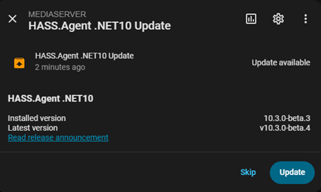 Update available in Home Assistant