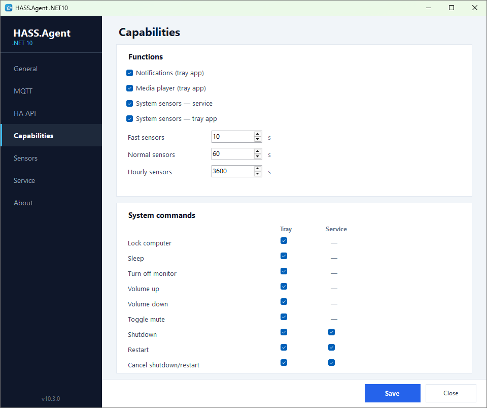 Capabilities page