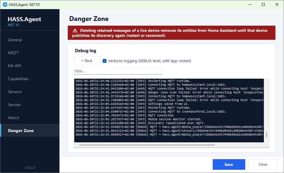 Debug log viewer