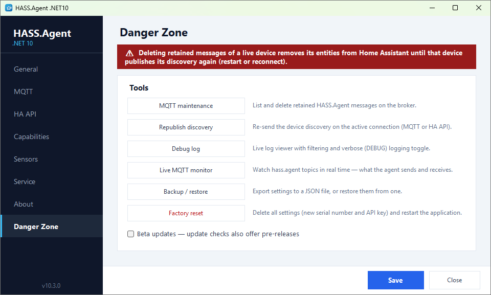 Danger Zone tools menu