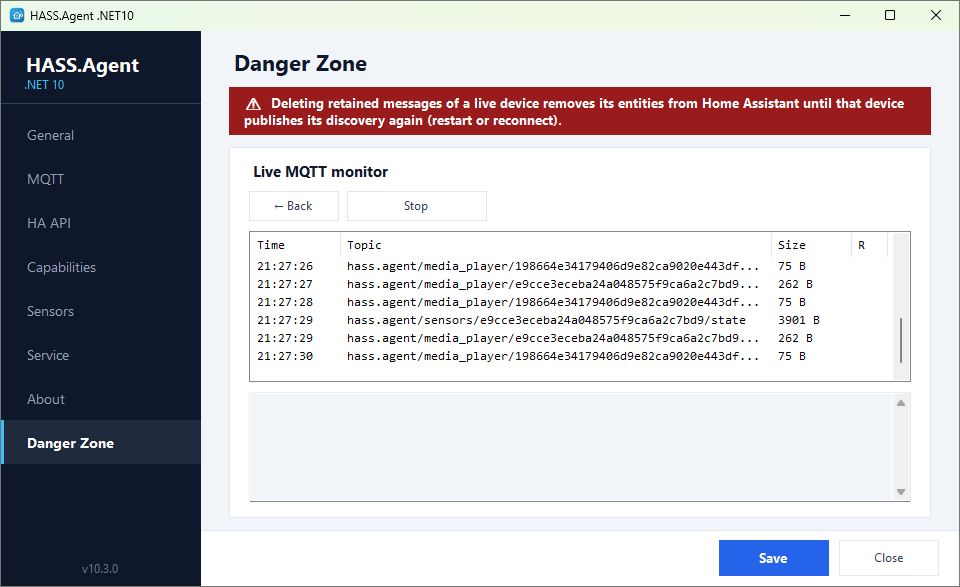 Live MQTT monitor