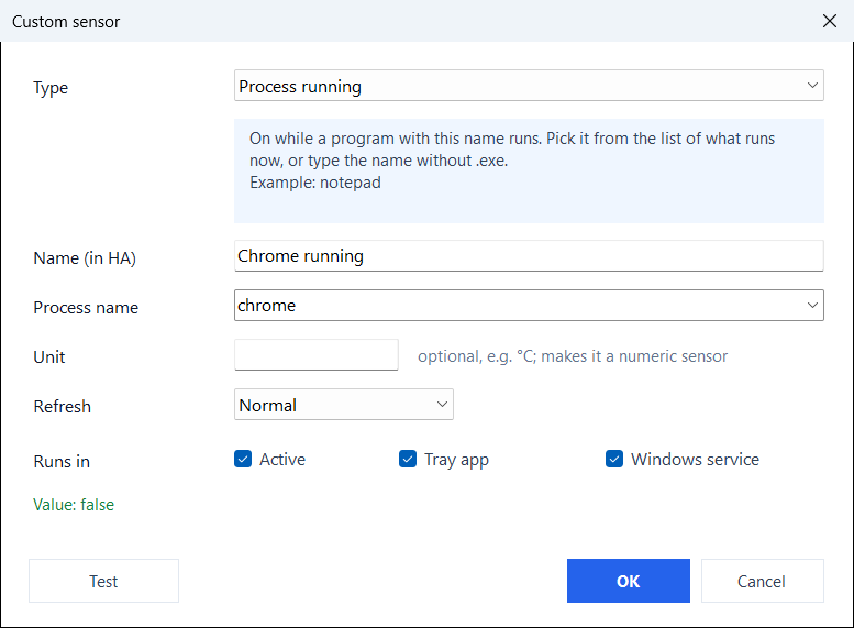The custom sensor editor